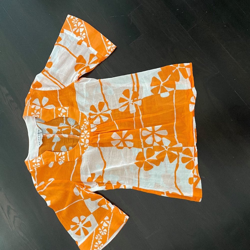 Trina Turk Orange and white top Size P